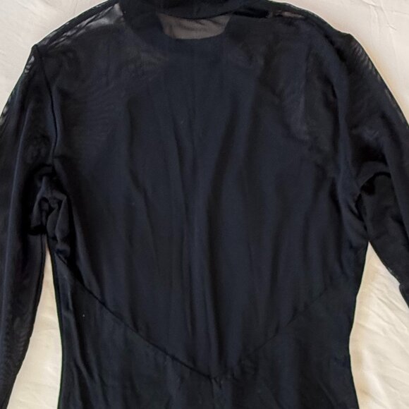 Lulus Entrancing Black Mesh Long Sleeve Bodysuit - Size Medium - Picture 8 of 9